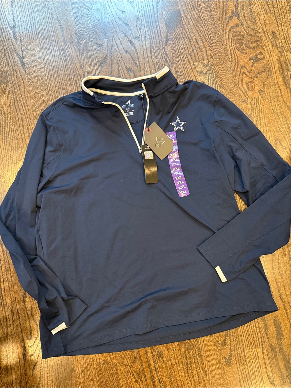 Dallas cowboy nfl plus xxl Antigua Navy Quarter-Zip Pullover with White Trim